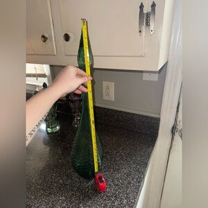 Vintage 1960s Empoli Italian Green Glass Decanter 20” Mid Century